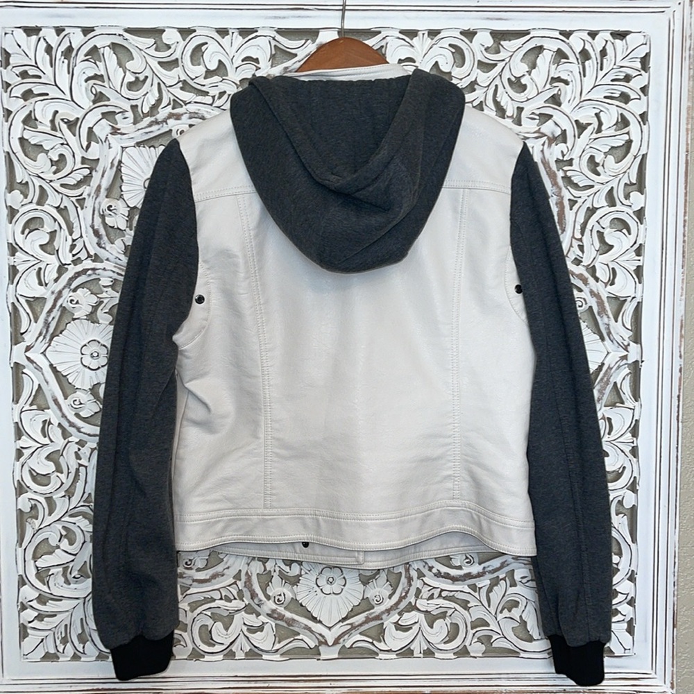 black rivet Moto jacket faux leather L - Picture 3 of 8